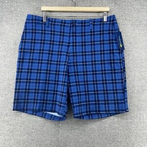 Jack Nicklaus Golf Shorts Men Size 38 Blue Plaid UPF 50 Stretch NEW